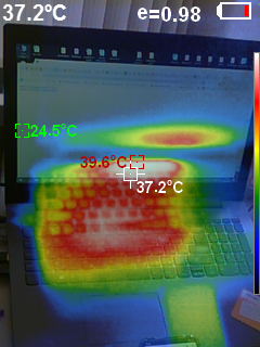 Тепловизор Hti HT-A1 - пример фото компьютера в совмещенном режиме отображения